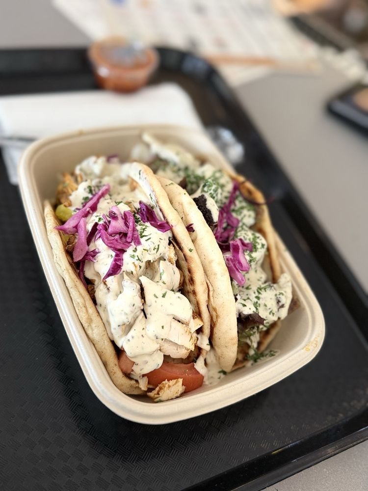 Lamb and beef gyro pitas